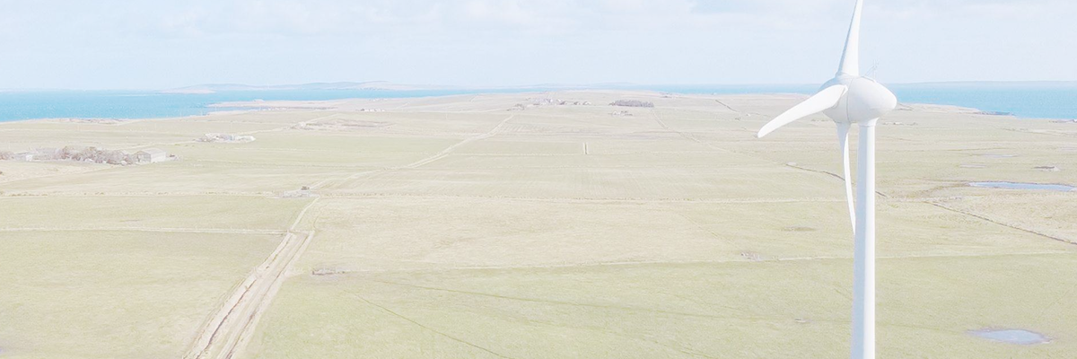 Wind turbine in countryside landscape