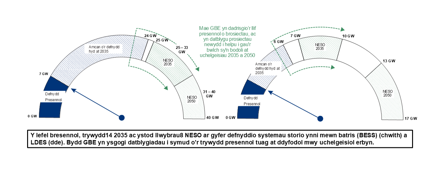 Mae LDES yn derm cyffredinol sy'n cwmpasu amrywiaeth o dechnolegau gwahanol, sy'n amrywio o gysyniadau cyfnod cynnar yr holl ffordd i dechnolegau sydd wedi'u profi'n llwyddiannus gyda Lefel Parodrwydd Technoleg 9. 